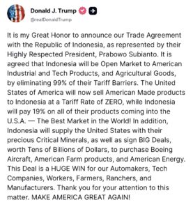 Trump Hails 'Full Access' Indonesia Deal, Hints at Parallel India Agreement