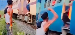 Men in Bihar Beat Train Passengers with Sticks to Film Reel on Moving Train