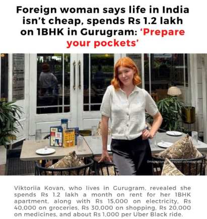 Foreign Woman Spends ₹1.2 Lakh on 1BHK in Gurugram: “India Isn’t Cheap”