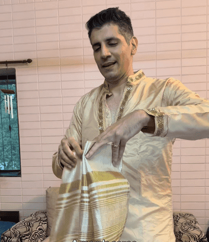 Mumbai Man Transforms Mother’s Saree Into Dhoti