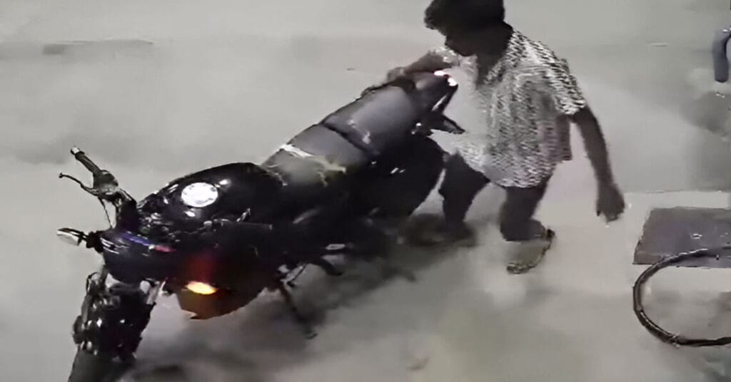 Viral Footage Captures Biker’s Reckless Ride Just Before Andhra Bus Tragedy