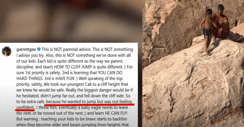 Influencer Responds as Video of Throwing 7-Year-Old Son Off Cliff Sparks Fury