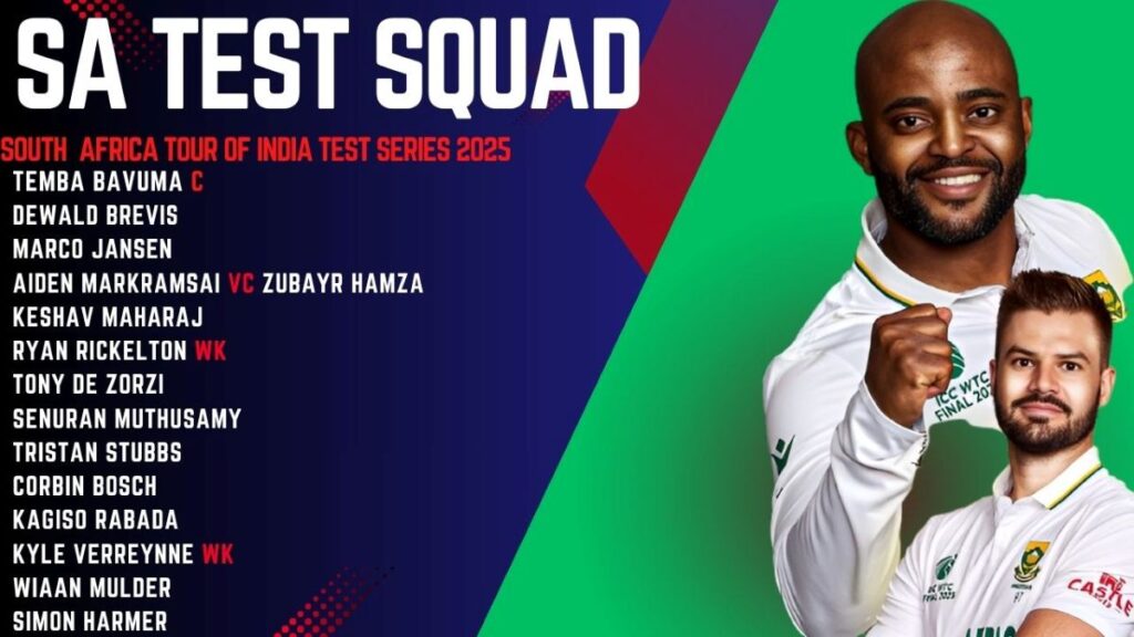 India vs South Africa Test 2025 SQUAD