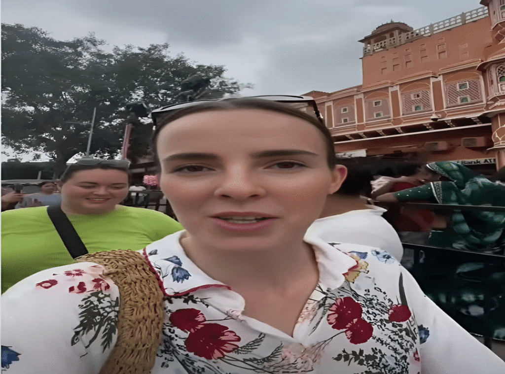 Russian Woman Teaches How To Cross Indian road