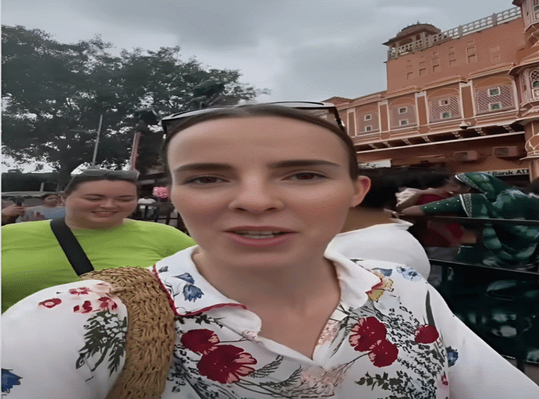 Russian Woman Teaches How To Cross Indian road