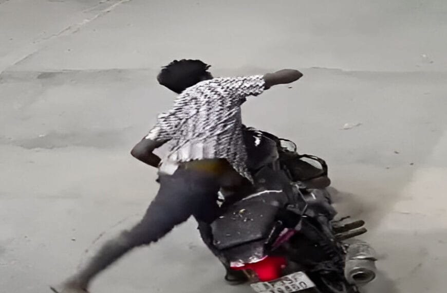 Viral Footage Captures Biker’s Reckless Ride Just Before Andhra Bus Tragedy